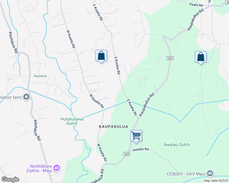 map of restaurants, bars, coffee shops, grocery stores, and more near 1030 East Kuiaha Road in Haiku-Pauwela