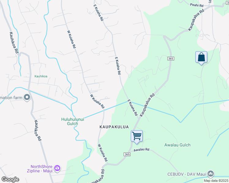 map of restaurants, bars, coffee shops, grocery stores, and more near 1030 East Kuiaha Road in Haiku-Pauwela