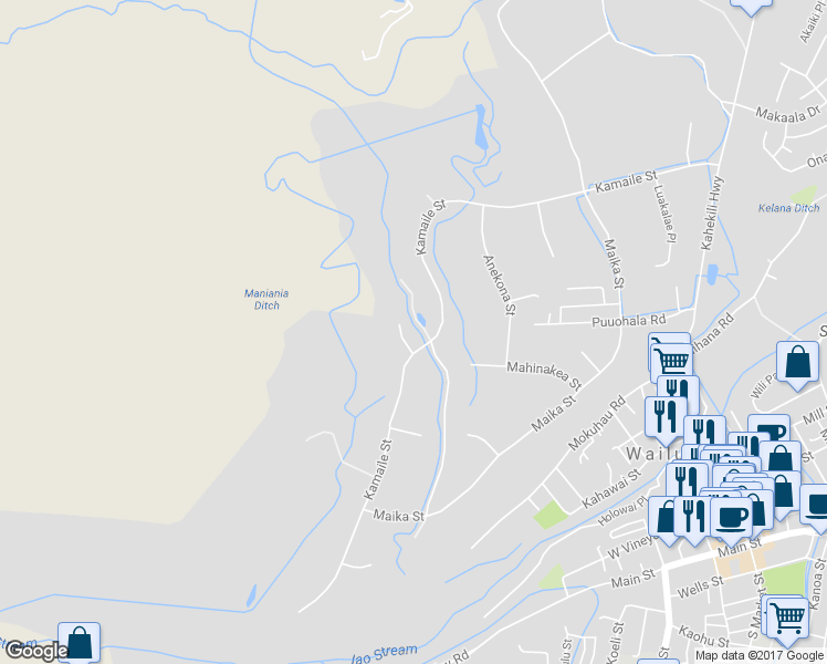 map of restaurants, bars, coffee shops, grocery stores, and more near 440 Maukele Place in Wailuku