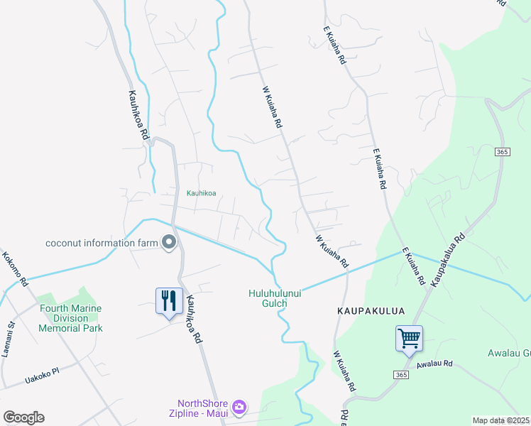 map of restaurants, bars, coffee shops, grocery stores, and more near 1185 Nanihoku Place in Haiku-Pauwela