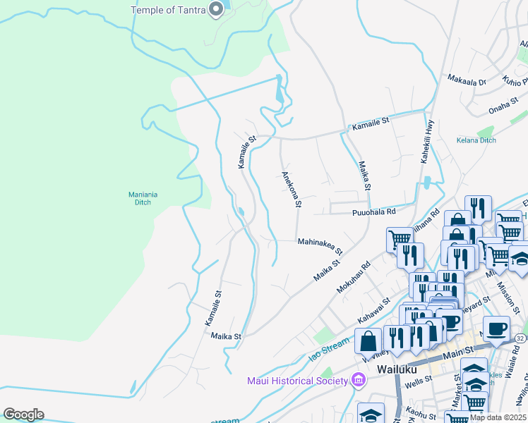 map of restaurants, bars, coffee shops, grocery stores, and more near 2451 Kamaile Street in Wailuku