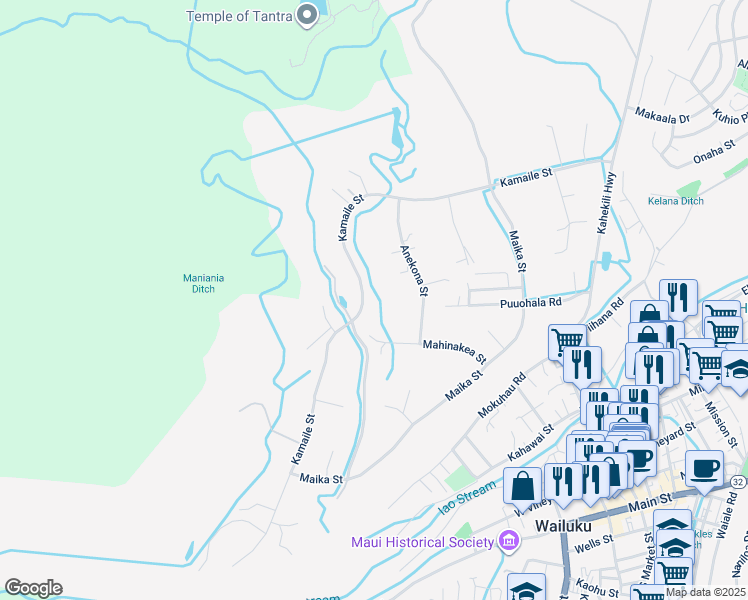 map of restaurants, bars, coffee shops, grocery stores, and more near 2451 Kamaile Street in Wailuku