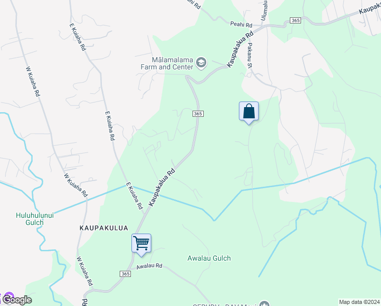 map of restaurants, bars, coffee shops, grocery stores, and more near Kaupakalua Road in Maui County