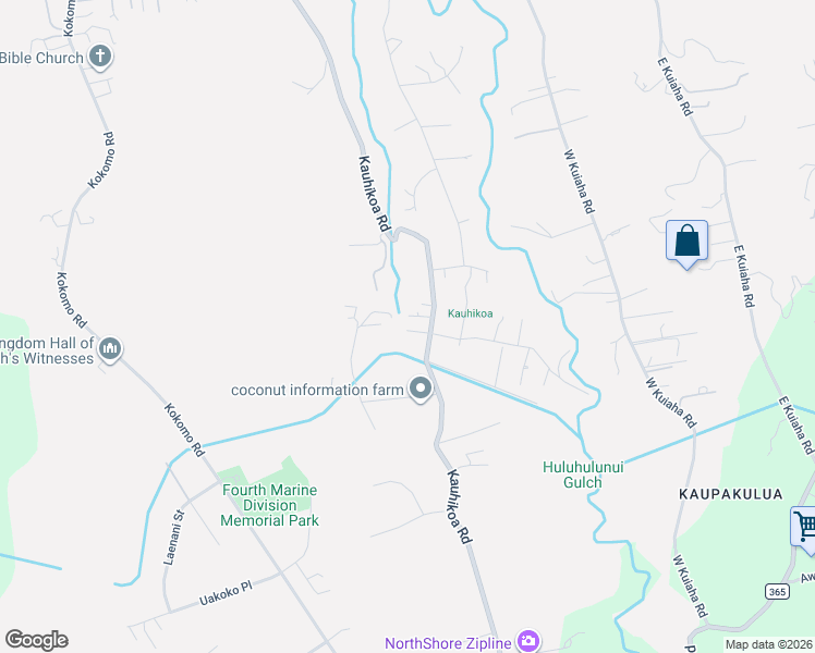 map of restaurants, bars, coffee shops, grocery stores, and more near 1630 Kauhikoa Road in Haiku-Pauwela