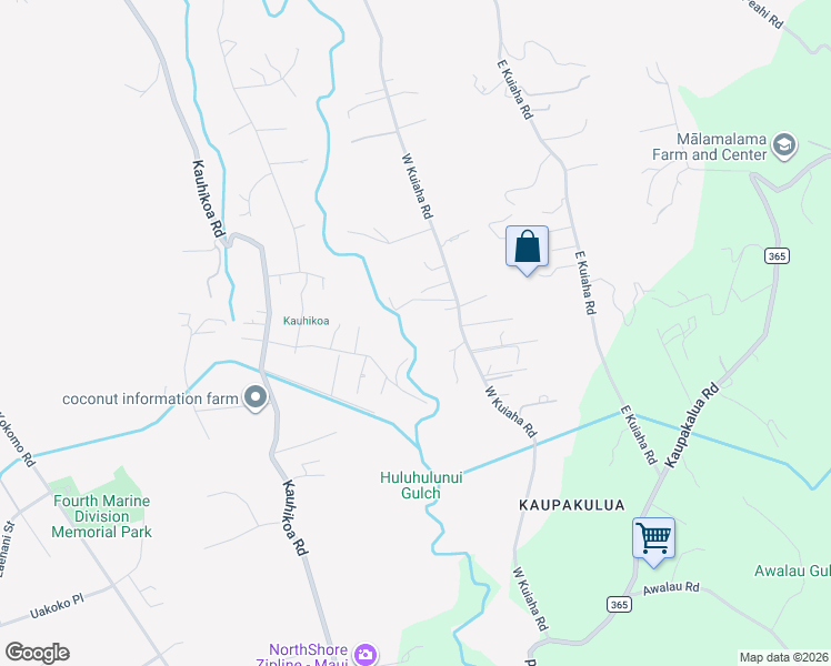map of restaurants, bars, coffee shops, grocery stores, and more near 1444 West Kuiaha Road in Haiku-Pauwela