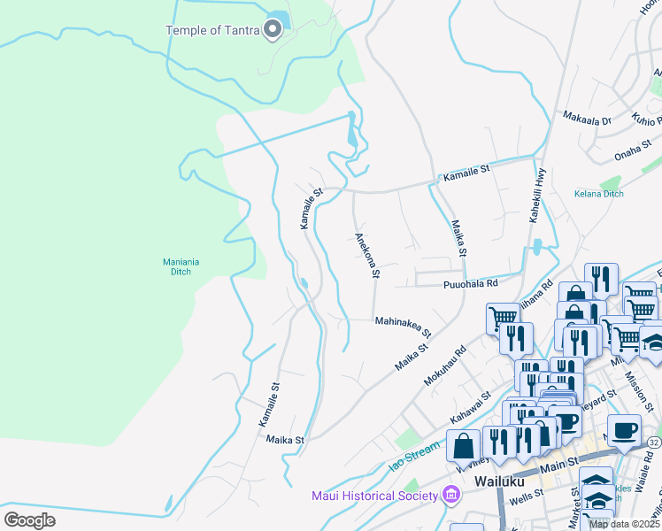 map of restaurants, bars, coffee shops, grocery stores, and more near 2431 Kamaile Street in Wailuku