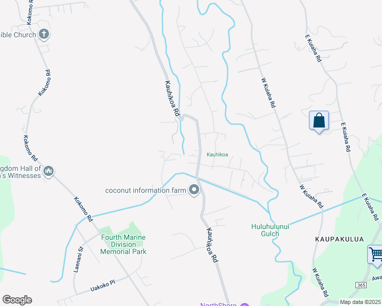 map of restaurants, bars, coffee shops, grocery stores, and more near 1608 Kauhikoa Road in Haiku-Pauwela