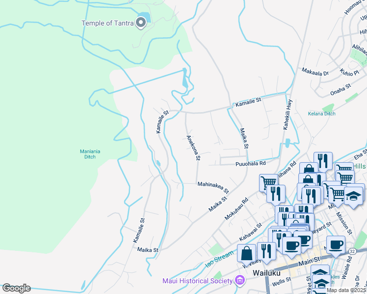 map of restaurants, bars, coffee shops, grocery stores, and more near 561 Anekona Street in Wailuku