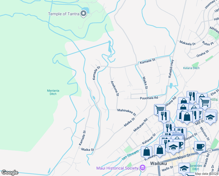 map of restaurants, bars, coffee shops, grocery stores, and more near 561 Anekona Street in Wailuku