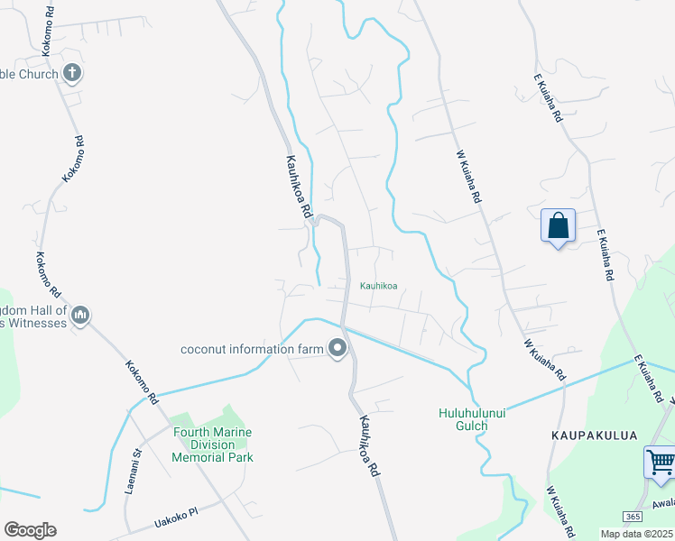 map of restaurants, bars, coffee shops, grocery stores, and more near 1590 Kauhikoa Road in Haiku-Pauwela