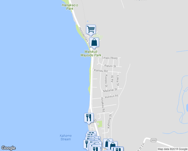 map of restaurants, bars, coffee shops, grocery stores, and more near 1580 Malo Street in Lahaina