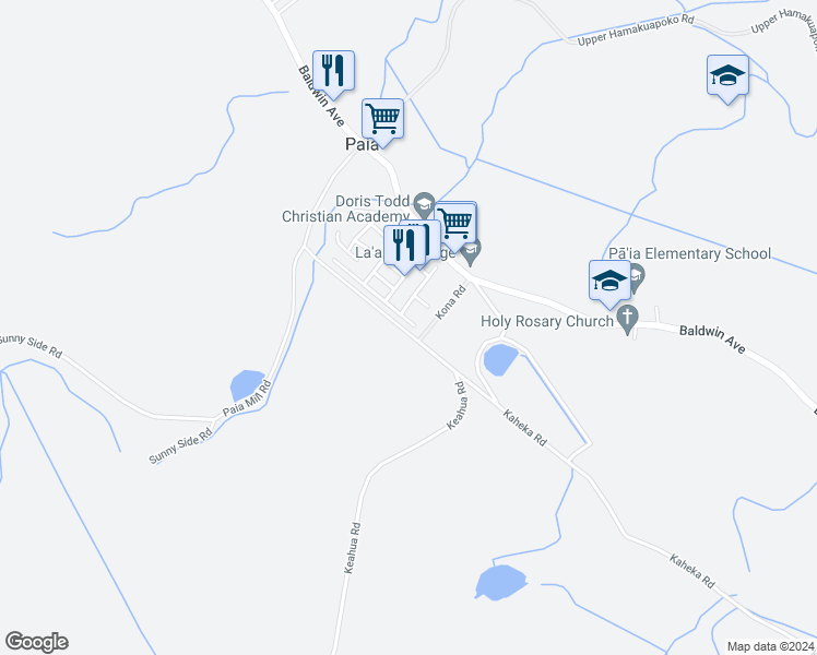 map of restaurants, bars, coffee shops, grocery stores, and more near 648 Pili Loko Street in Paia