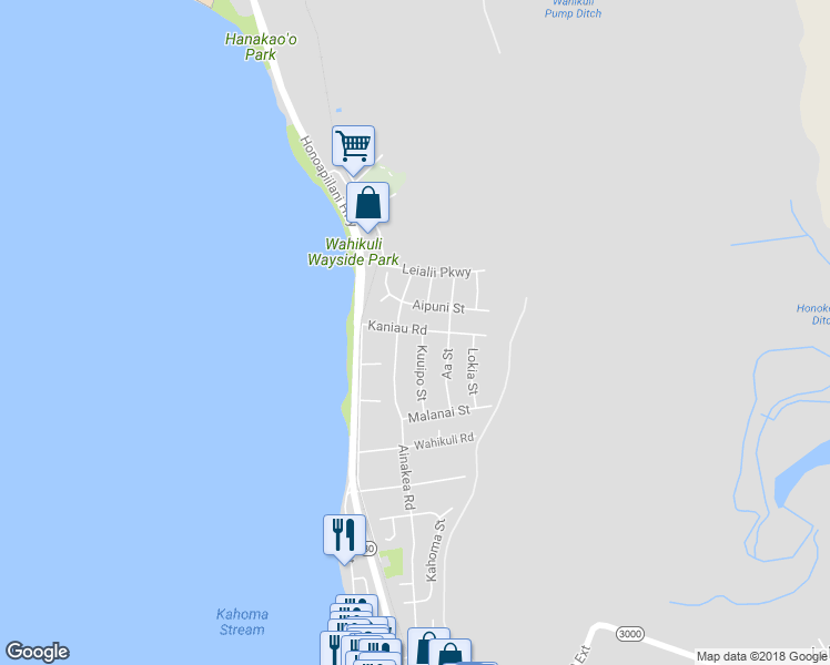 map of restaurants, bars, coffee shops, grocery stores, and more near 1667 Kuuipo Street in Lahaina
