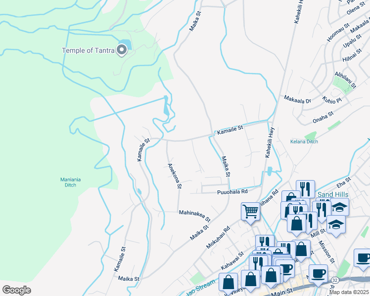 map of restaurants, bars, coffee shops, grocery stores, and more near 641 Luahoana Place in Wailuku