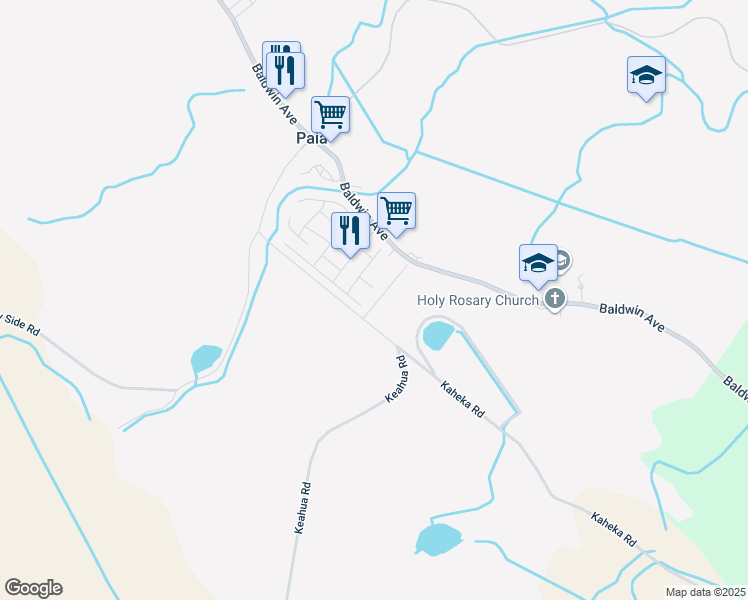map of restaurants, bars, coffee shops, grocery stores, and more near 670 Loina Road in Paia