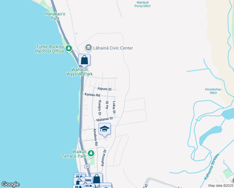 map of restaurants, bars, coffee shops, grocery stores, and more near 161 Kaniau Road in Lahaina