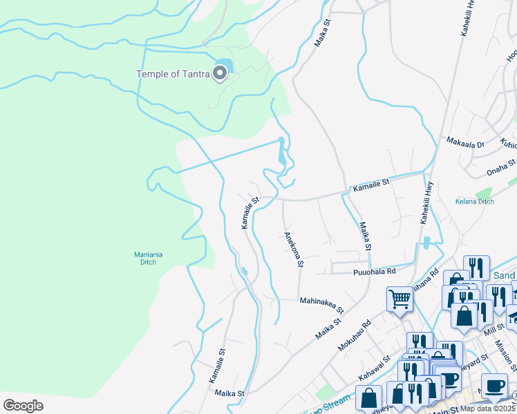 map of restaurants, bars, coffee shops, grocery stores, and more near 2301 Kamaile Street in Wailuku