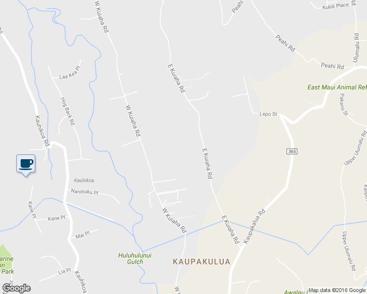 map of restaurants, bars, coffee shops, grocery stores, and more near 876 East Kuiaha Road in Haiku-Pauwela