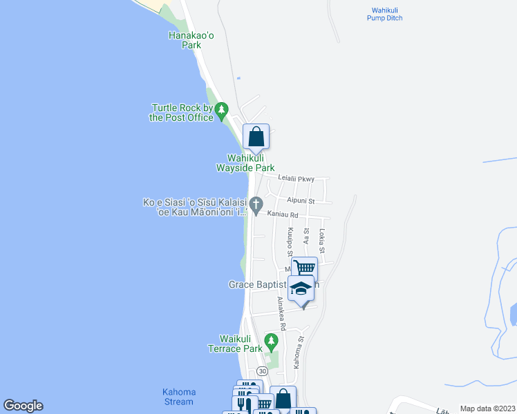 map of restaurants, bars, coffee shops, grocery stores, and more near 11 Kaniau Road in Lahaina