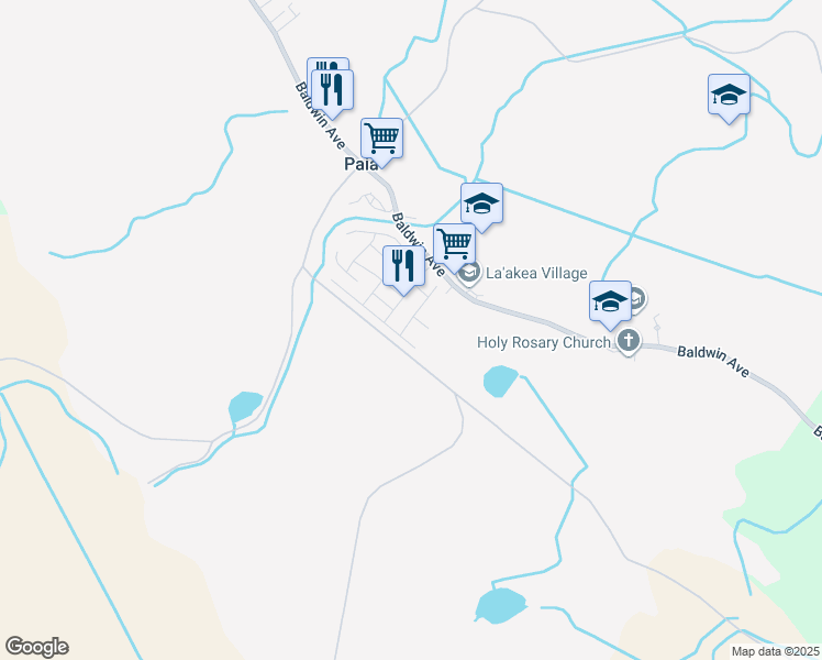 map of restaurants, bars, coffee shops, grocery stores, and more near 85 Palekana Street in Paia