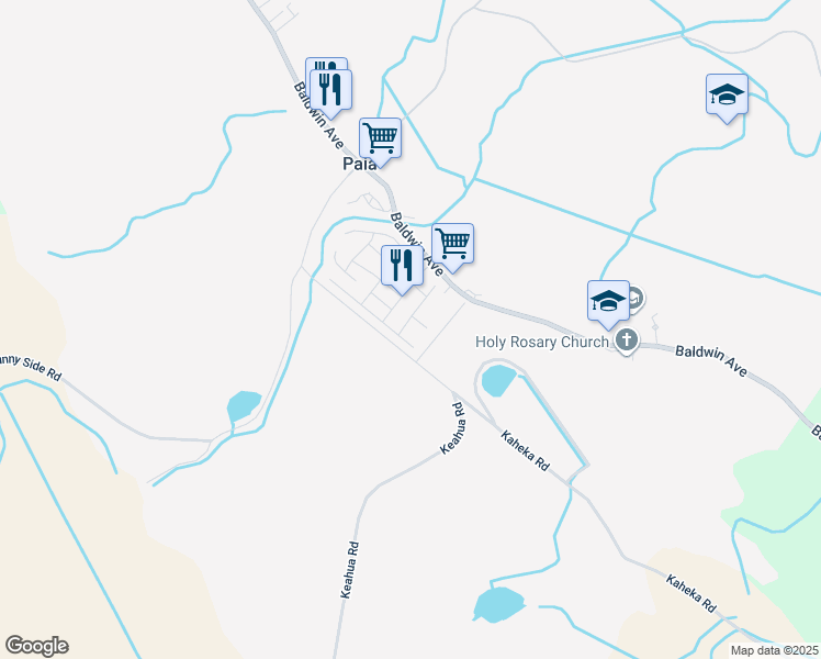 map of restaurants, bars, coffee shops, grocery stores, and more near 85 Palekana Street in Paia