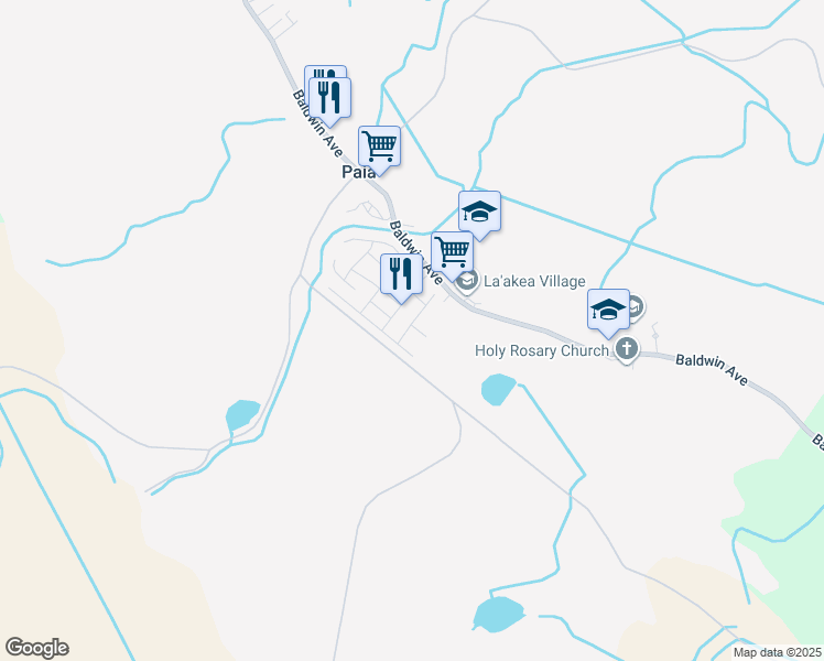 map of restaurants, bars, coffee shops, grocery stores, and more near 77 Palekana Street in Paia