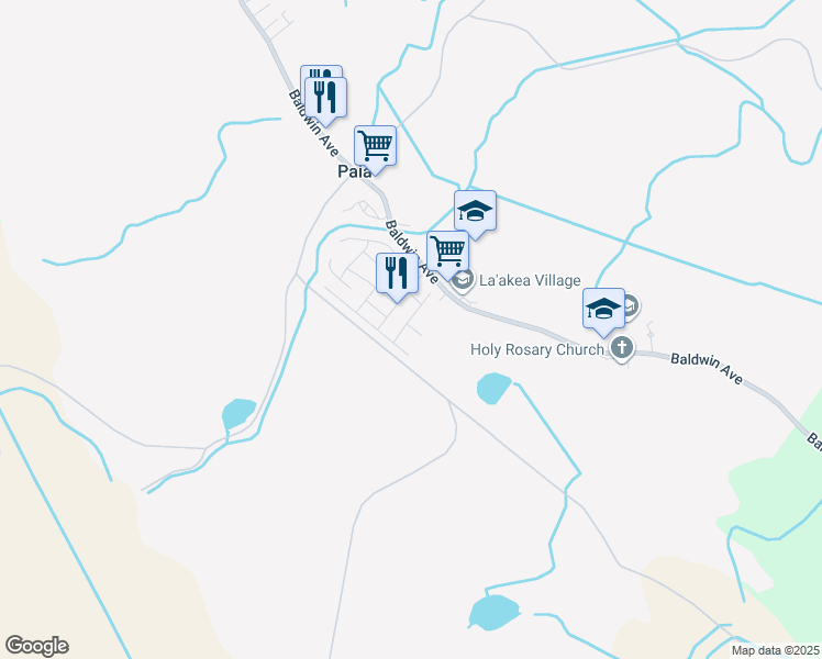 map of restaurants, bars, coffee shops, grocery stores, and more near 77 Palekana Street in Paia