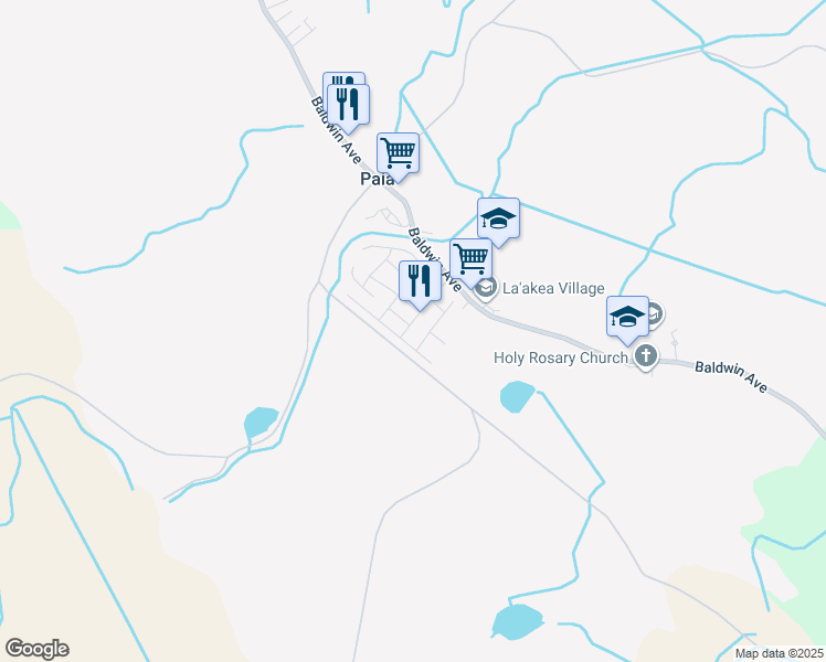 map of restaurants, bars, coffee shops, grocery stores, and more near 83 Anohou Street in Paia
