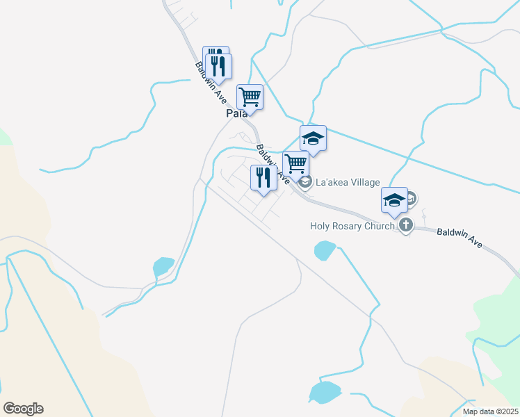map of restaurants, bars, coffee shops, grocery stores, and more near 83 Anohou Street in Paia