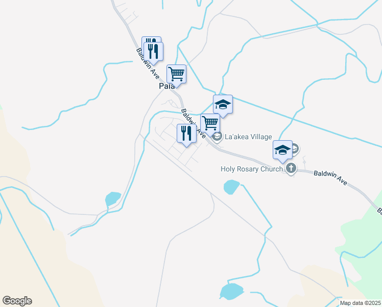 map of restaurants, bars, coffee shops, grocery stores, and more near 64 Palekana Street in Paia
