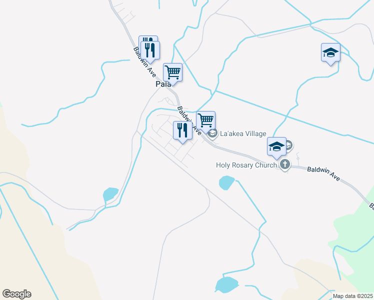 map of restaurants, bars, coffee shops, grocery stores, and more near 64 Palekana Street in Paia