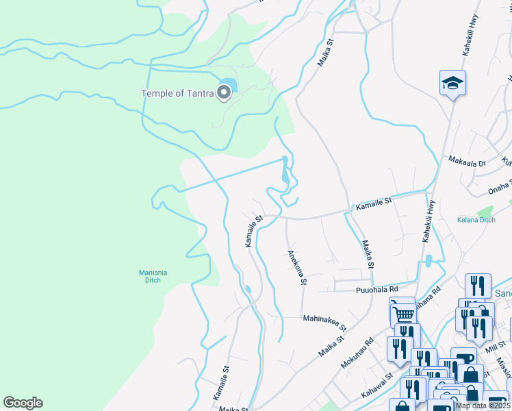 map of restaurants, bars, coffee shops, grocery stores, and more near 2284 Kamaile Street in Wailuku