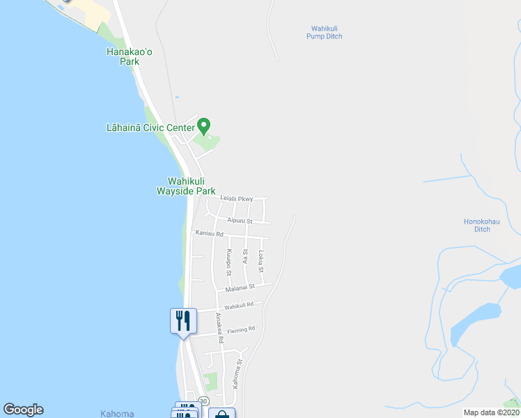 map of restaurants, bars, coffee shops, grocery stores, and more near 1725 Hanohano Street in Lahaina