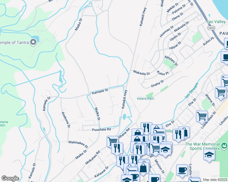 map of restaurants, bars, coffee shops, grocery stores, and more near 652 Luakalae Place in Waihee-Waiehu