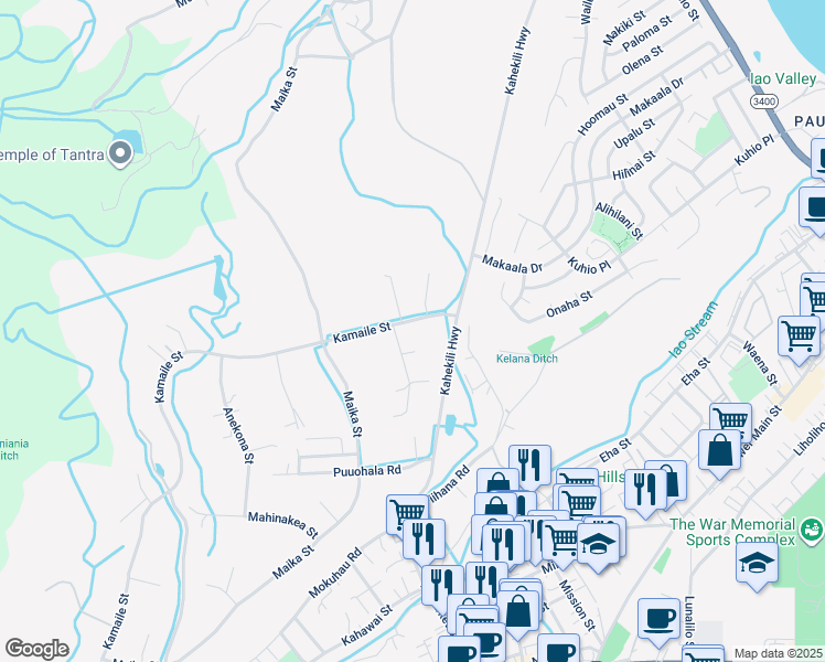 map of restaurants, bars, coffee shops, grocery stores, and more near 652 Luakalae Place in Waihee-Waiehu
