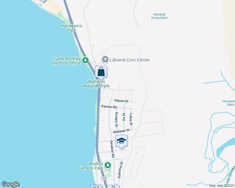 map of restaurants, bars, coffee shops, grocery stores, and more near 1731 Hooli Street in Lahaina