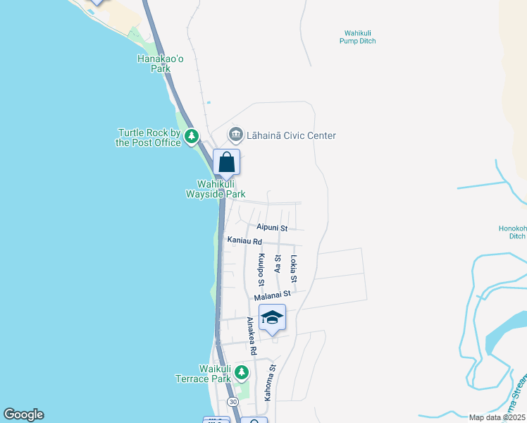map of restaurants, bars, coffee shops, grocery stores, and more near 1731 Hooli Street in Lahaina