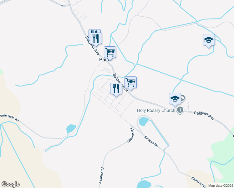 map of restaurants, bars, coffee shops, grocery stores, and more near 592 Haawina Street in Paia