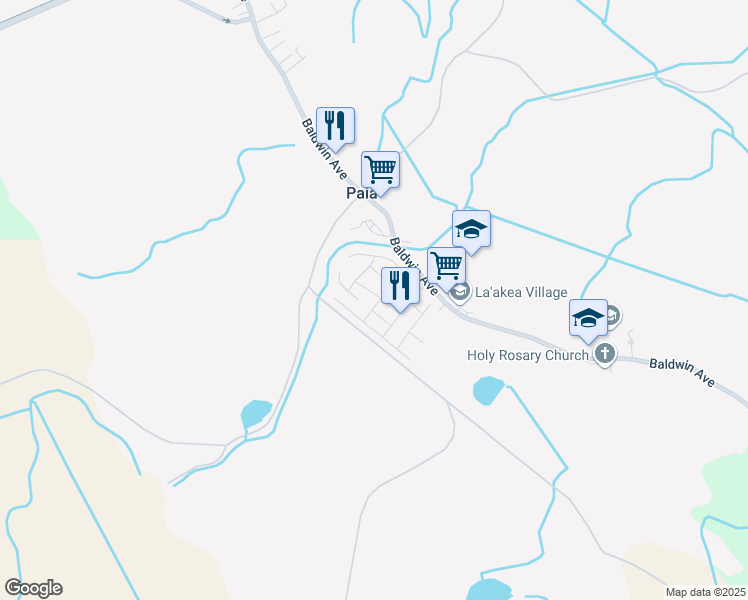 map of restaurants, bars, coffee shops, grocery stores, and more near 66 Mahiko Street in Paia