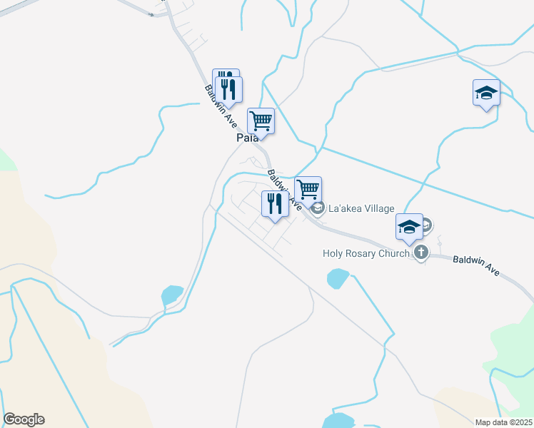 map of restaurants, bars, coffee shops, grocery stores, and more near 535 Pahika Street in Paia