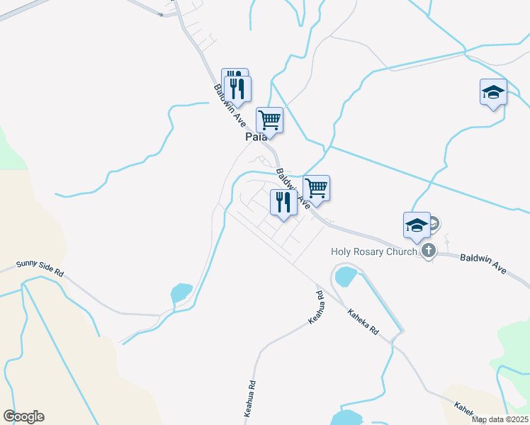 map of restaurants, bars, coffee shops, grocery stores, and more near 66 Mahiko Street in Paia