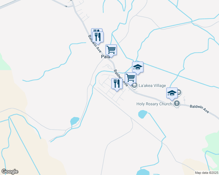 map of restaurants, bars, coffee shops, grocery stores, and more near 66 Mahiko Street in Paia