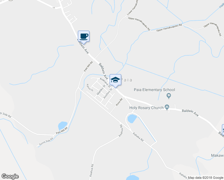 map of restaurants, bars, coffee shops, grocery stores, and more near 23 Anohou Street in Paia