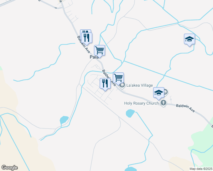 map of restaurants, bars, coffee shops, grocery stores, and more near 585 Haawina Street in Paia