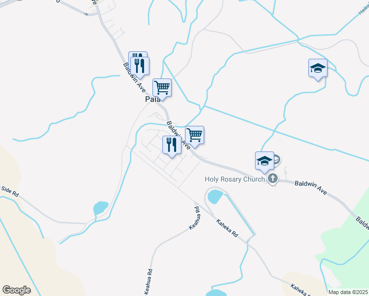 map of restaurants, bars, coffee shops, grocery stores, and more near 13 Palekana Street in Paia