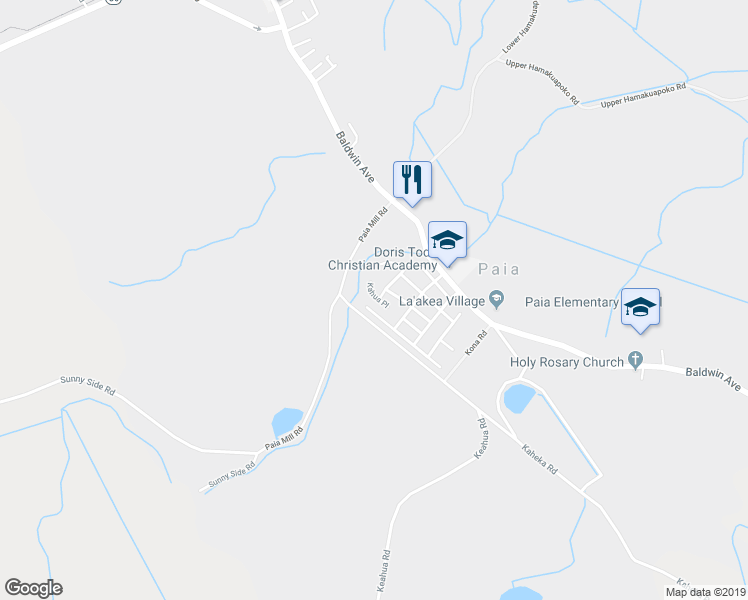 map of restaurants, bars, coffee shops, grocery stores, and more near 504 Kahua Place in Paia