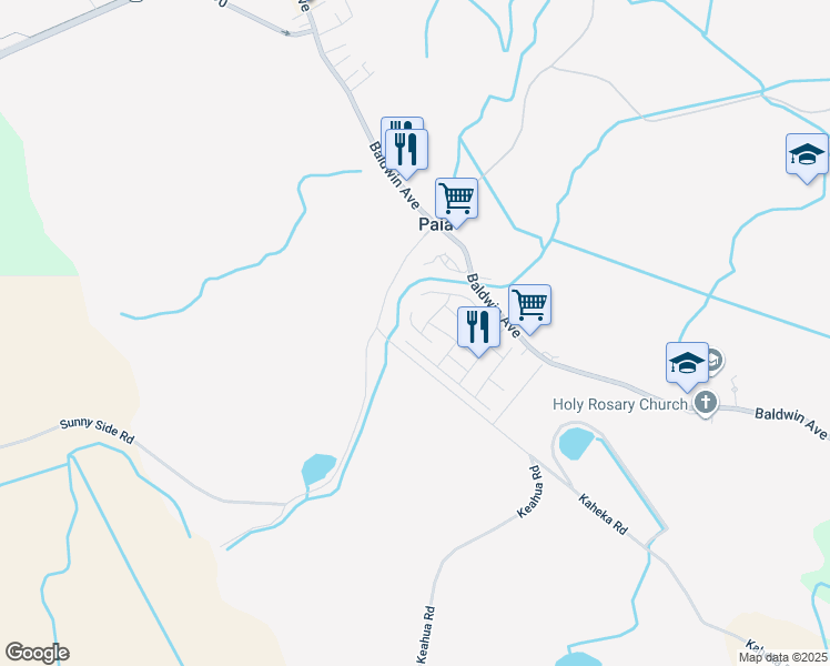 map of restaurants, bars, coffee shops, grocery stores, and more near 504 Kahua Place in Paia