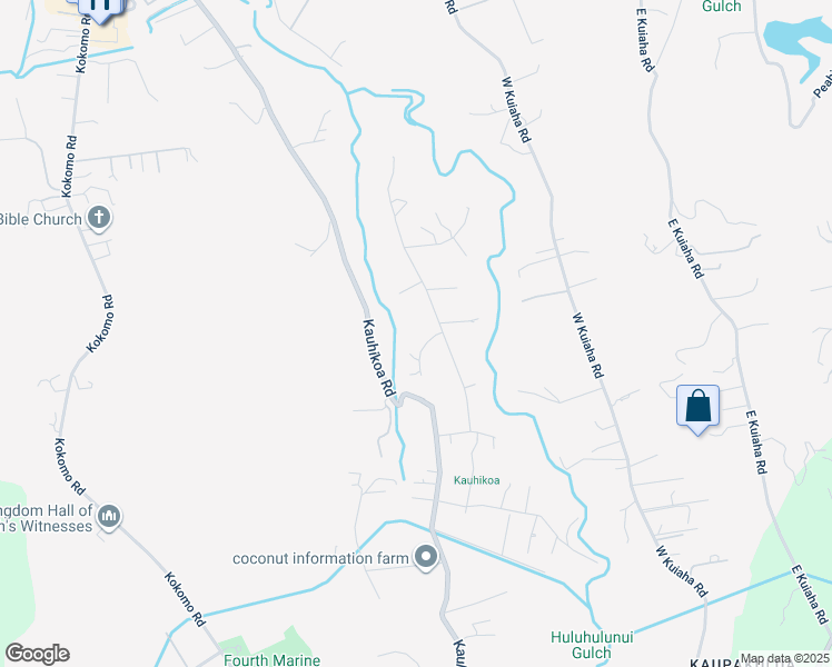 map of restaurants, bars, coffee shops, grocery stores, and more near 1220 Hooilina Place in Haiku-Pauwela