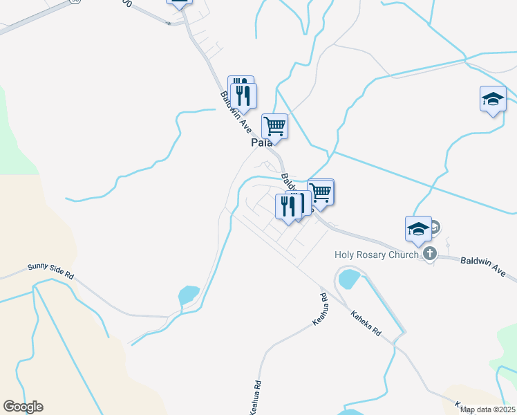 map of restaurants, bars, coffee shops, grocery stores, and more near 535 Pahika Street in Paia