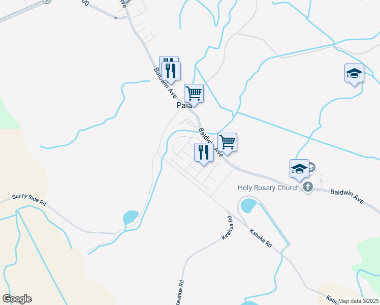 map of restaurants, bars, coffee shops, grocery stores, and more near 535 Pahika Street in Paia